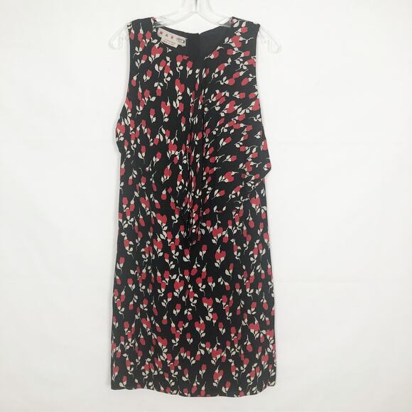 MARNI Dress Womens 38 Silk Dark Floral Party Event Cocktail Wedding Guest Modest - Picture 1 of 12